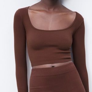 ZARA brand new seamless chocolate brown top